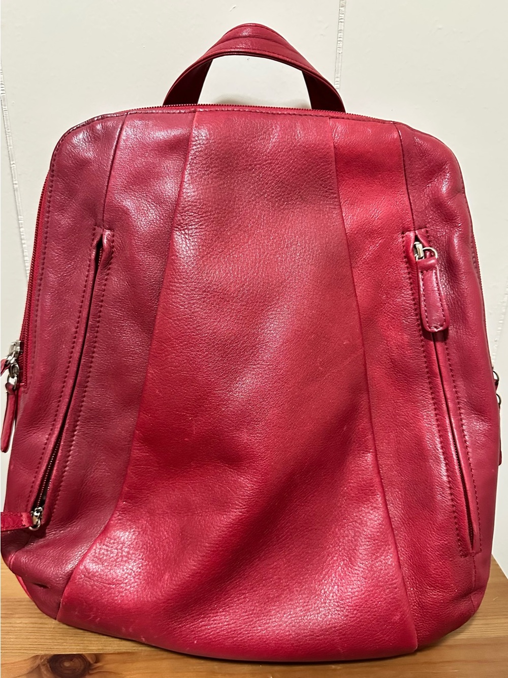 Red Leather Backpack